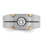 10k Two-tone Men's Polished and Satin Diamond Complete Ring