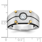10k Two-tone Men's Polished and Satin Diamond Complete Ring