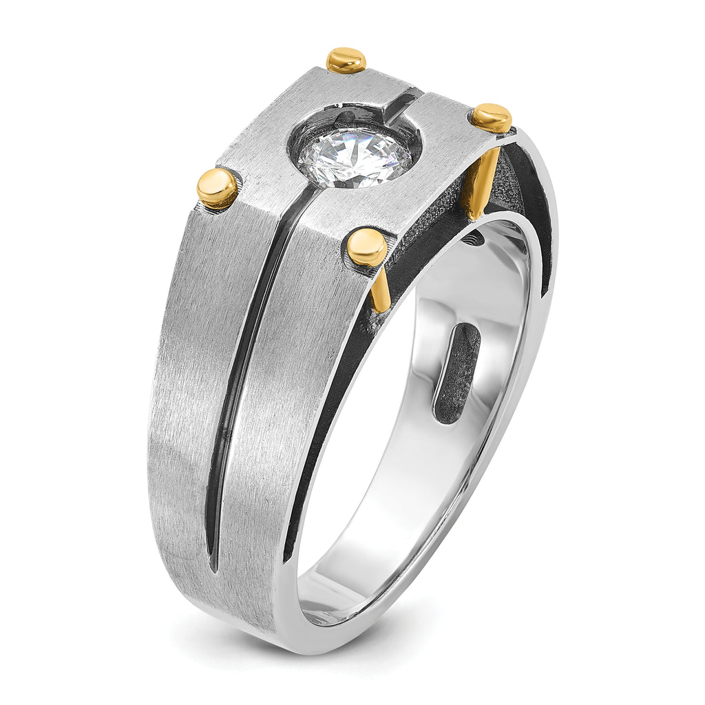 14k Two-tone Mens Polished and Satin Diamond Ring Mounting, Mounting Only - Sophia Jewelers