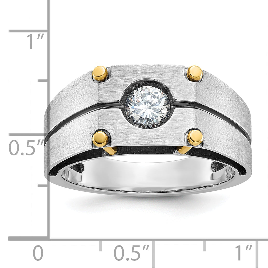 14k Two-tone Mens Polished and Satin Diamond Ring Mounting, Mounting Only Secondary image