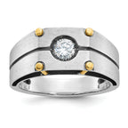 14k Two-tone Mens Polished and Satin Diamond Ring Mounting, Mounting Only - Sophia Jewelers