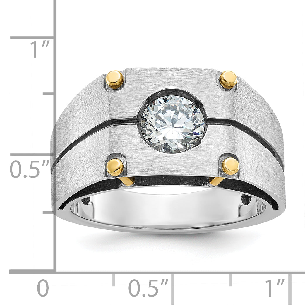 14k Two-tone Men's Polished and Satin Diamond Ring Mounting (No Stones Included) Secondary image