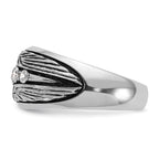 14k White Gold Men's Polished and Textured 5-Stone Ring Mounting, Mounting Only - Sophia Jewelers