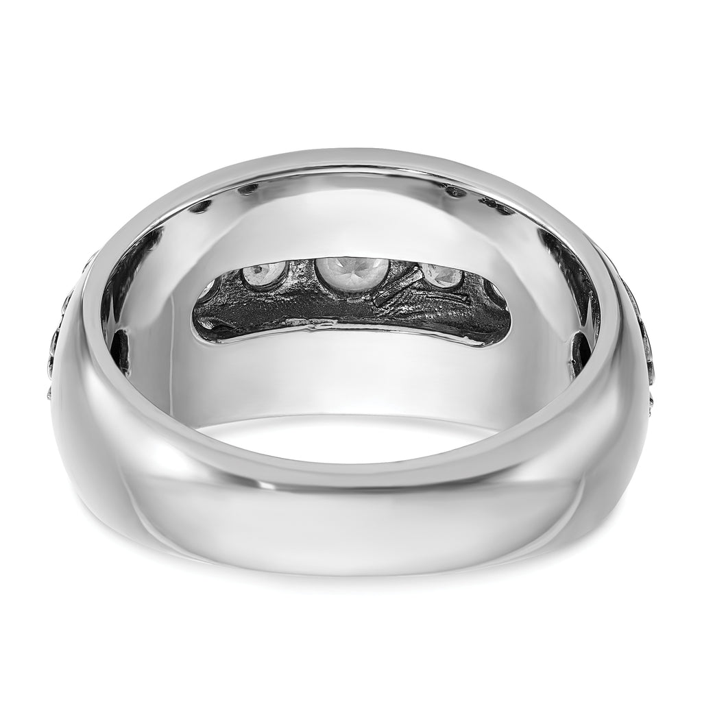 14k White Gold Men's Polished and Textured 5-Stone Ring Mounting, Mounting Only - Sophia Jewelers