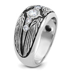 14k White Gold with Black Rhodium Men's Polished and Textured 5-Stone 1/2 Carat AA Quality Diamond R - Sophia Jewelers