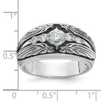 14k White Gold with Black Rhodium Men's Polished and Textured 5-Stone 1/2 Carat AA Quality Diamond R - Sophia Jewelers