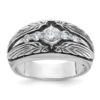 14k White Gold Men's Polished and Textured 5-Stone Ring Mounting, Mounting Only - Sophia Jewelers