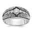 14k White Gold Men's Polished and Textured 5-Stone Ring Mounting, Mounting Only - Sophia Jewelers