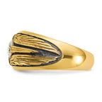 14k Polished and Textured Mens Solitaire Ring Mounting, Mounting Only - Sophia Jewelers