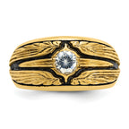 14k Polished and Textured Mens Solitaire Ring Mounting, Mounting Only - Sophia Jewelers