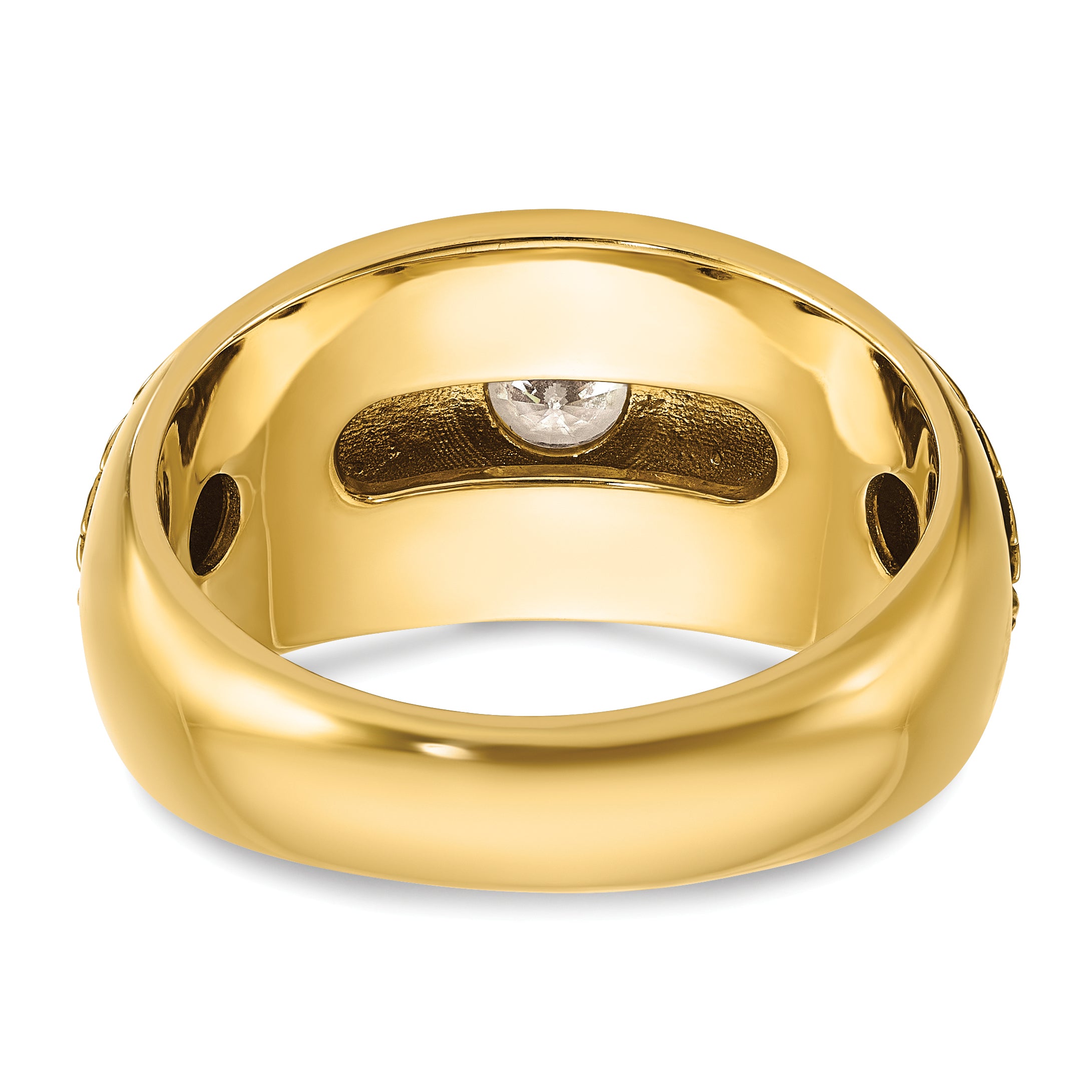 14k Polished and Textured Mens Solitaire Ring Mounting, Mounting Only - Sophia Jewelers
