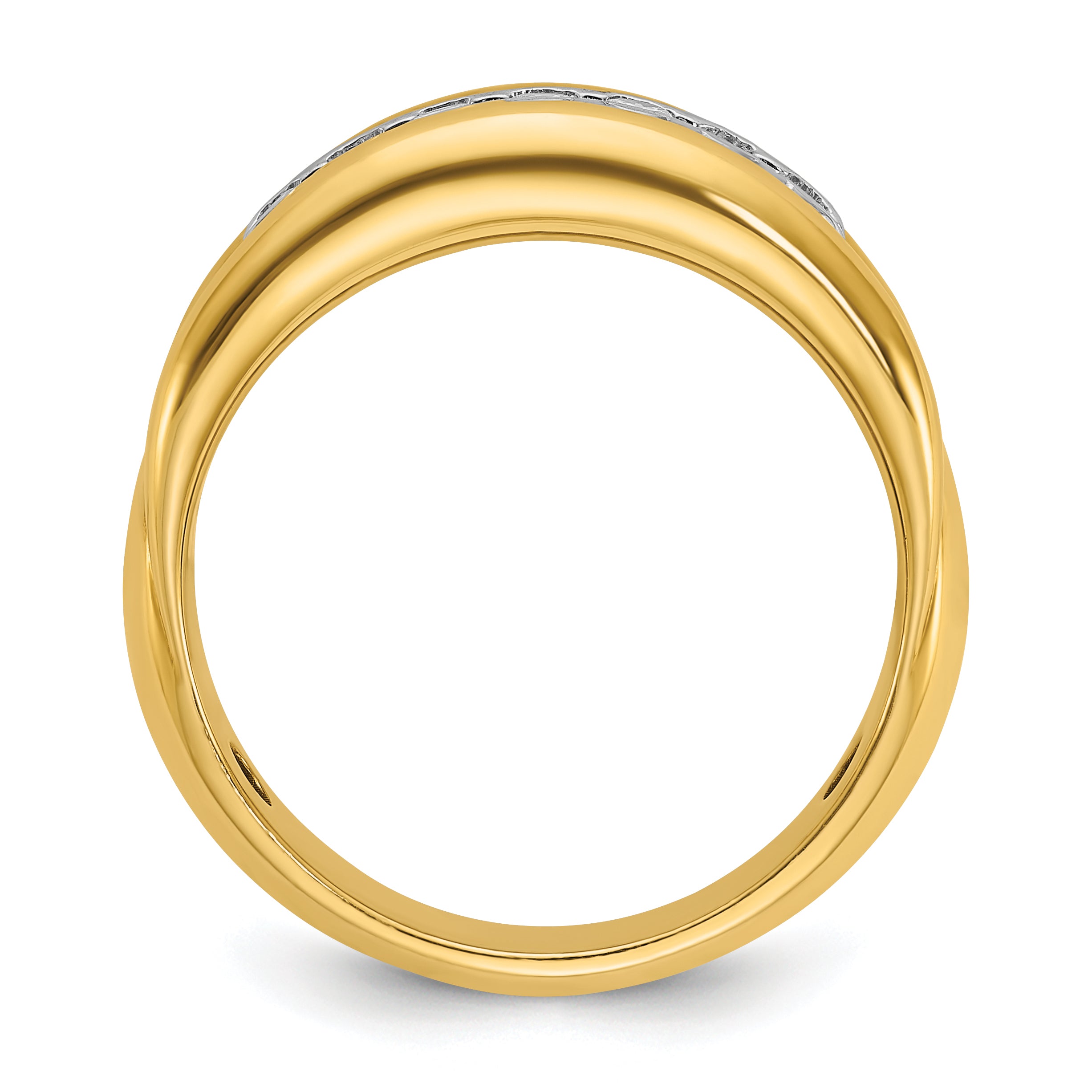 10k Two-tone Men's Polished and Grooved Bezel Set 7-Stone 1/2 Carat A Quality Diamond Ring Secondary image
