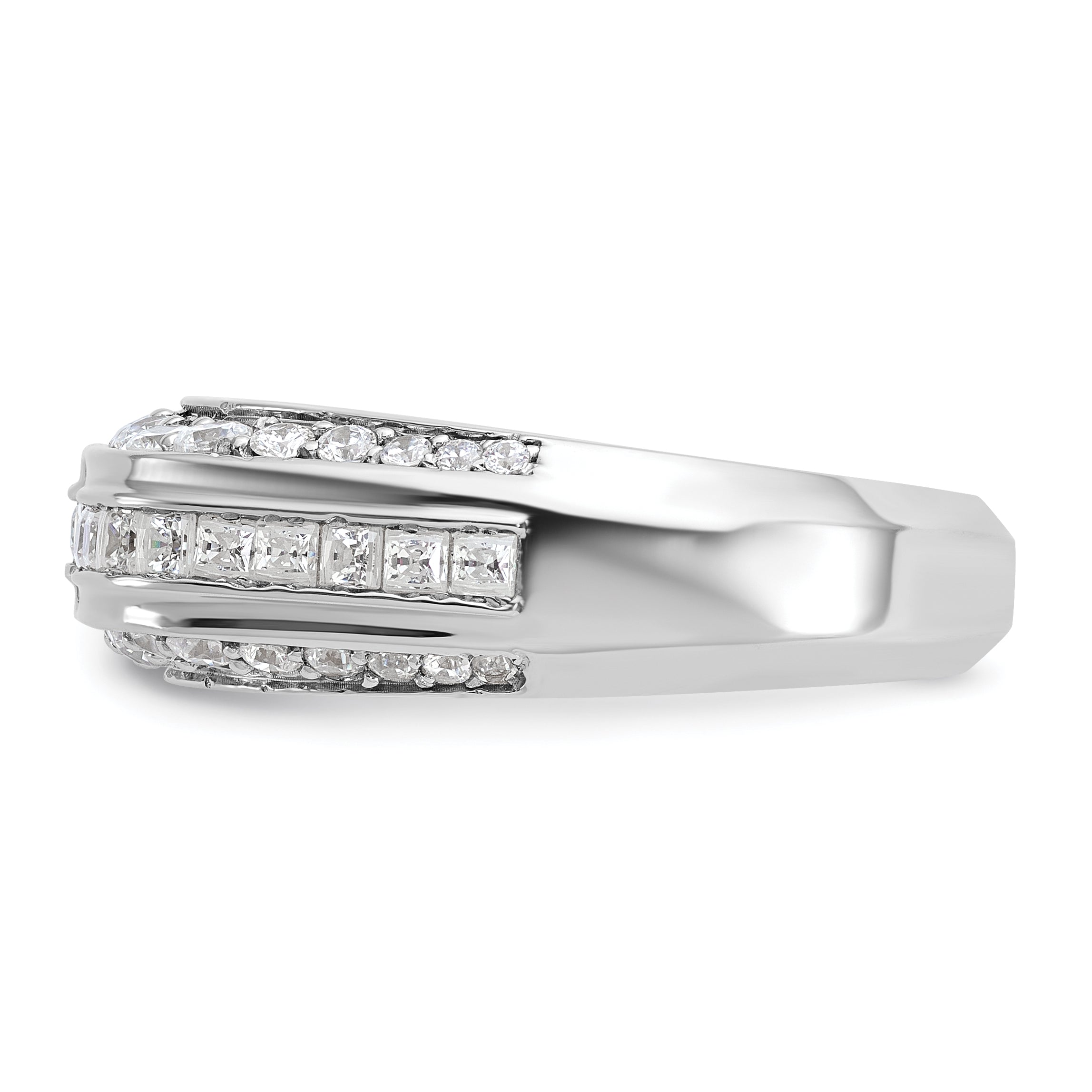 14k White Gold Mens Polished Ring Mounting, Mounting Only - Sophia Jewelers