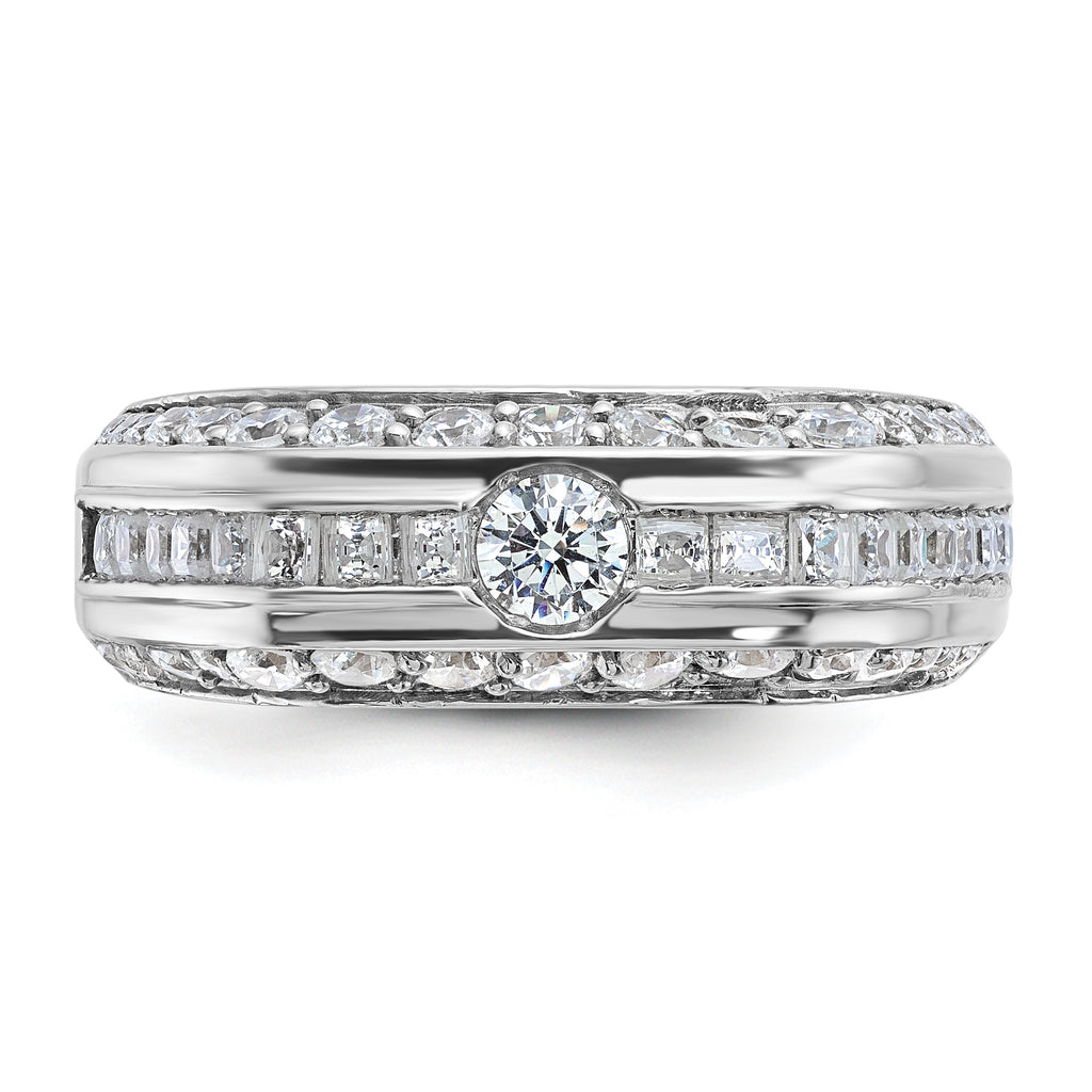 14k White Gold Mens Polished Ring Mounting, Mounting Only - Sophia Jewelers