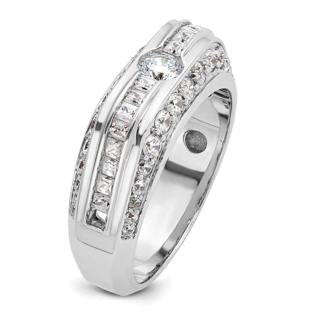 14k White Gold Men's Polished 1 7/8 Carat AA Quality Diamond Ring - Sophia Jewelers