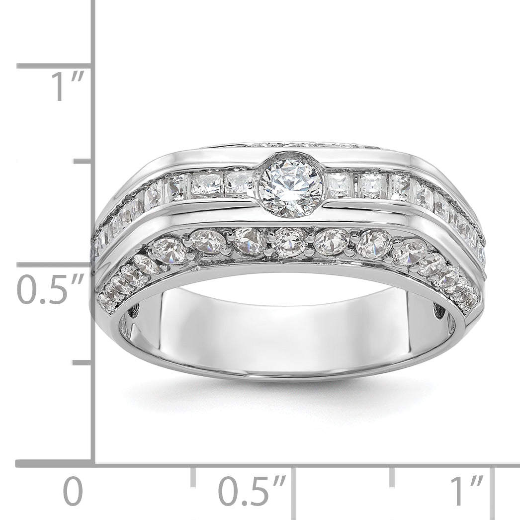 14k White Gold Mens Polished Ring Mounting, Mounting Only - Sophia Jewelers