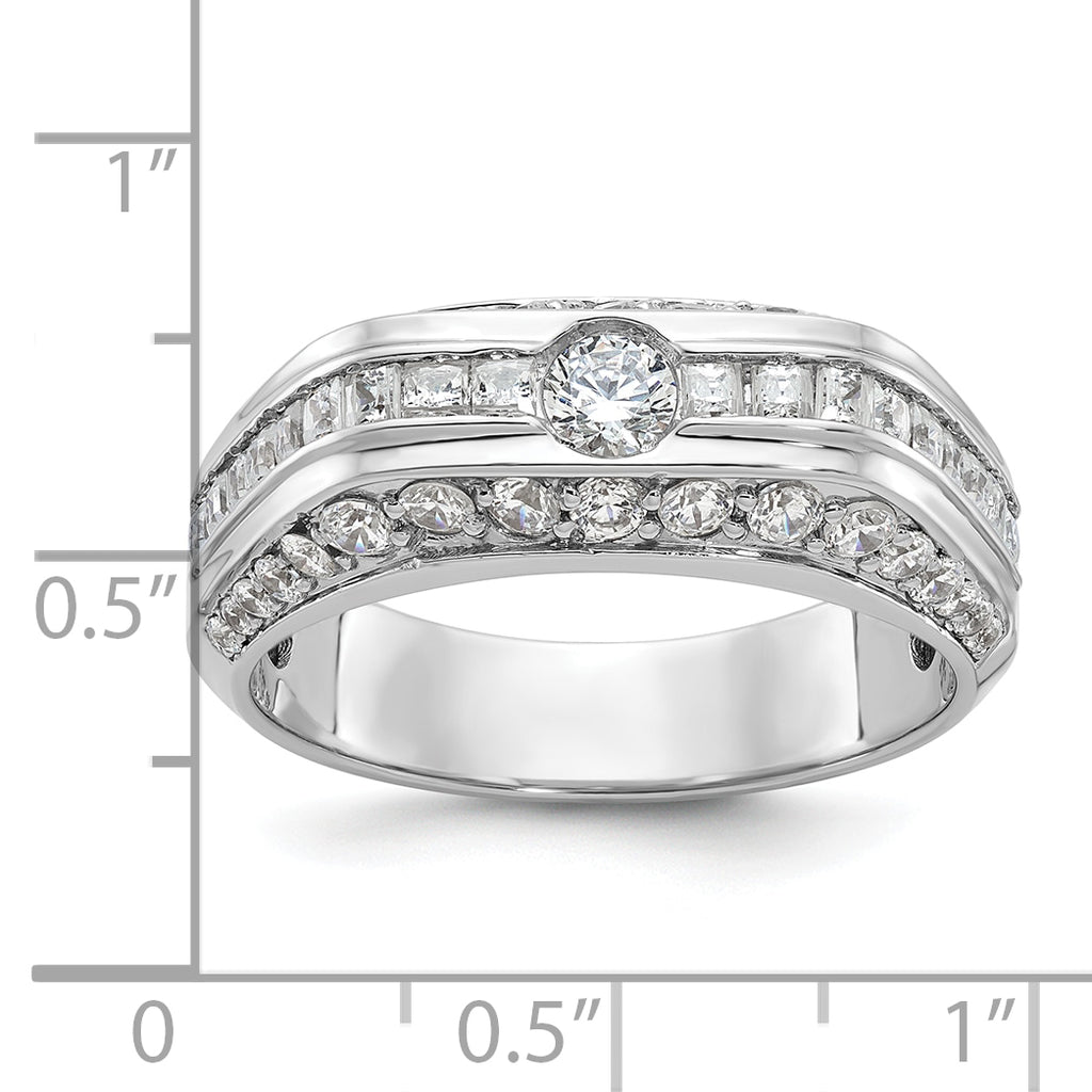 14k White Gold Men's Polished 1 7/8 Carat AA Quality Diamond Ring - Sophia Jewelers