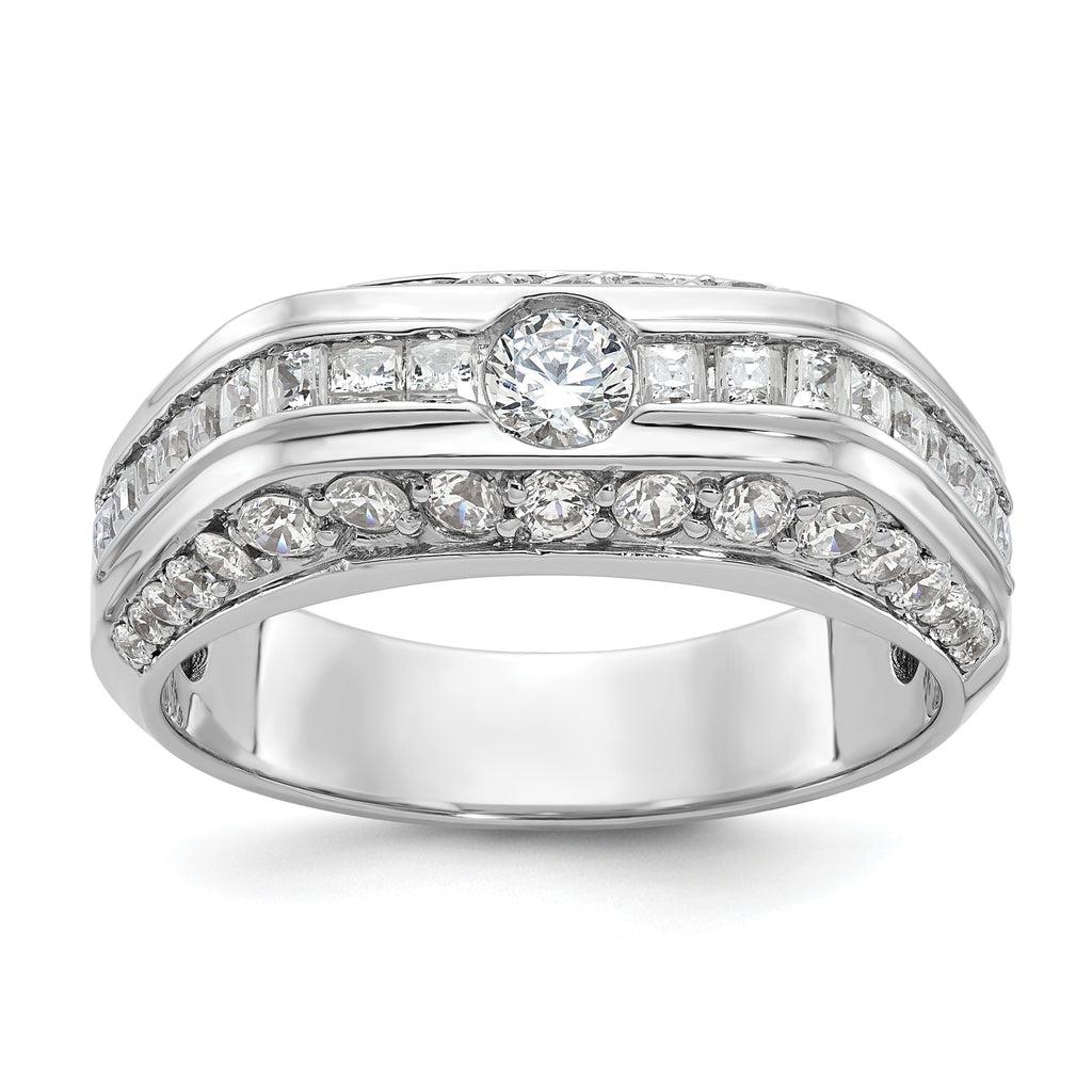 14k White Gold Men's Polished 1 7/8 Carat AA Quality Diamond Ring - Sophia Jewelers