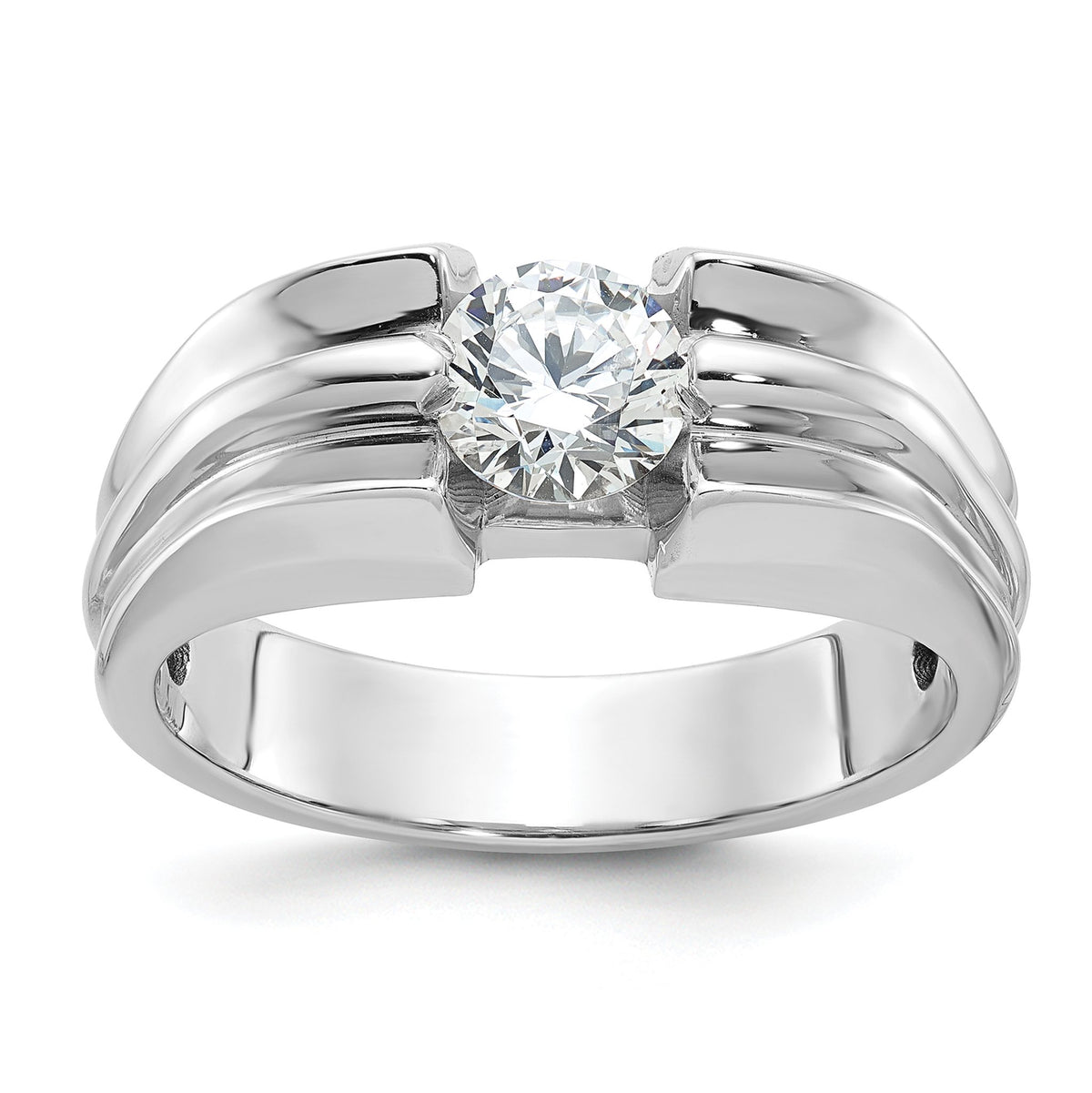 Men's Grooved Lab-Grown Diamond Ring in 14K White Gold (1 ct. tw.), Size 10 - Sophia Jewelers Main image