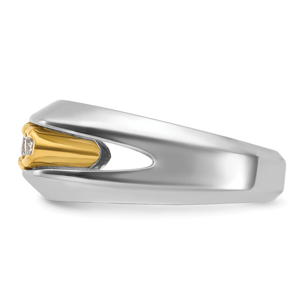 14k Two-tone Men's Polished Graduated 5-Stone Ring Mounting, Mounting Only - Sophia Jewelers