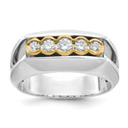 14k Two-tone Men's Polished Graduated 5-Stone Ring Mounting, Mounting Only - Sophia Jewelers