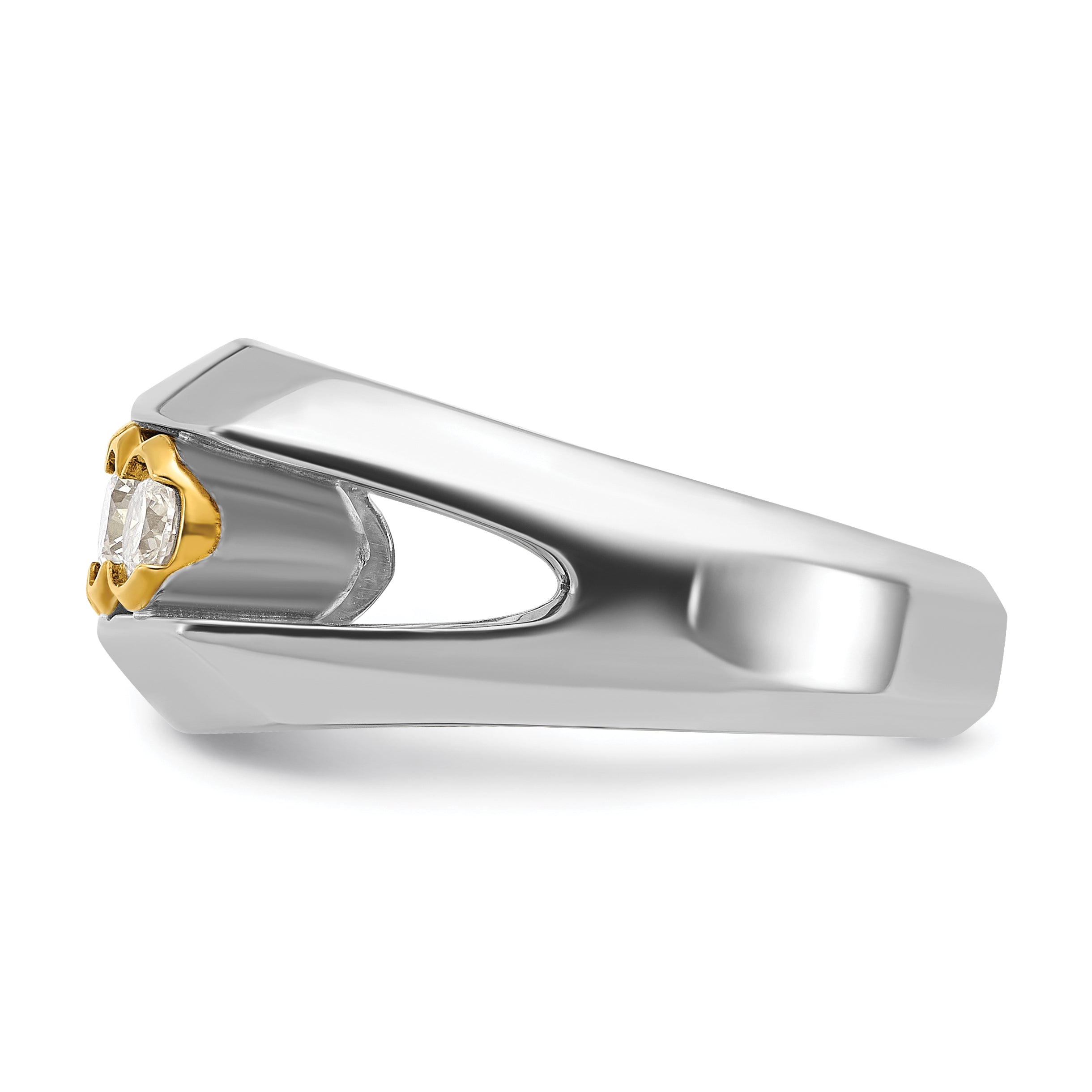 14k Two-tone Men's Polished Graduated 5-Stone 1 Carat AA Quality Diamond Ring - Sophia Jewelers