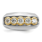 14k Two-tone Men's Polished Graduated 5-Stone 1 Carat AA Quality Diamond Ring - Sophia Jewelers