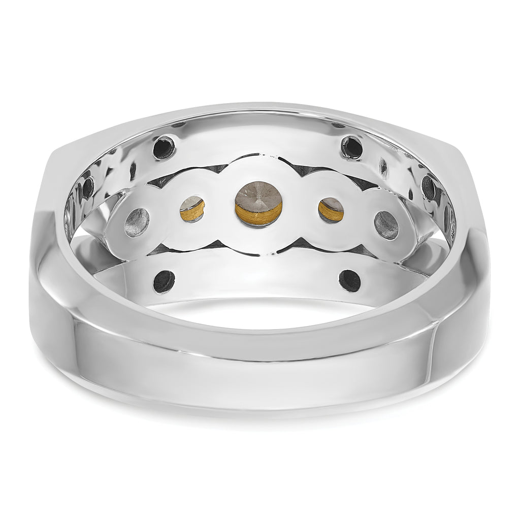 14k Two-tone Men's Polished Graduated 5-Stone 1 Carat AA Quality Diamond Ring - Sophia Jewelers