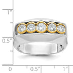 14k Two-tone Men's Polished Graduated 5-Stone 1 Carat AA Quality Diamond Ring - Sophia Jewelers