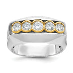 14k Two-tone Men's Polished Graduated 5-Stone Ring Mounting, Mounting Only - Sophia Jewelers