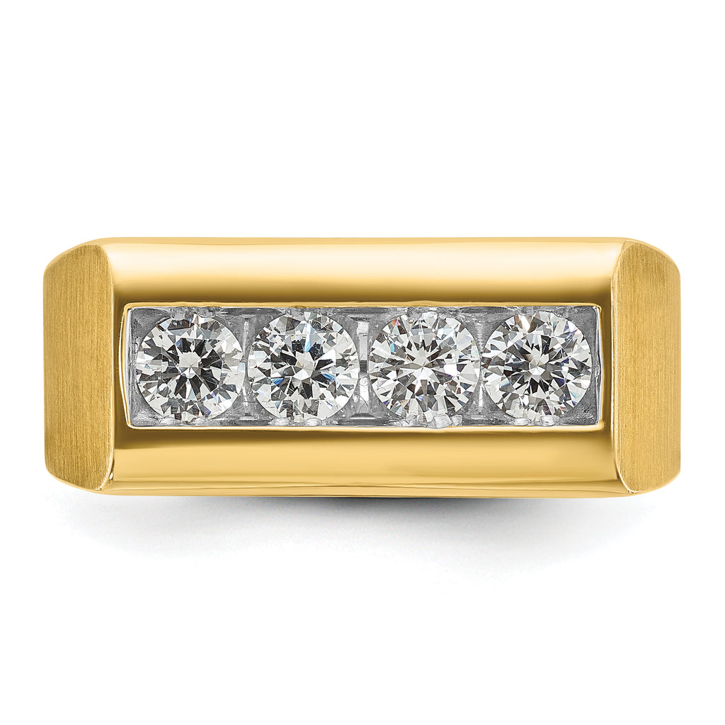 14k Mens Polished and Satin 5-Stone Ring Mounting, Mounting Only - Sophia Jewelers