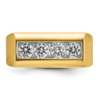 14k Men's Polished and Satin 4-Stone 1 Carat AA Quality Diamond Ring - Sophia Jewelers