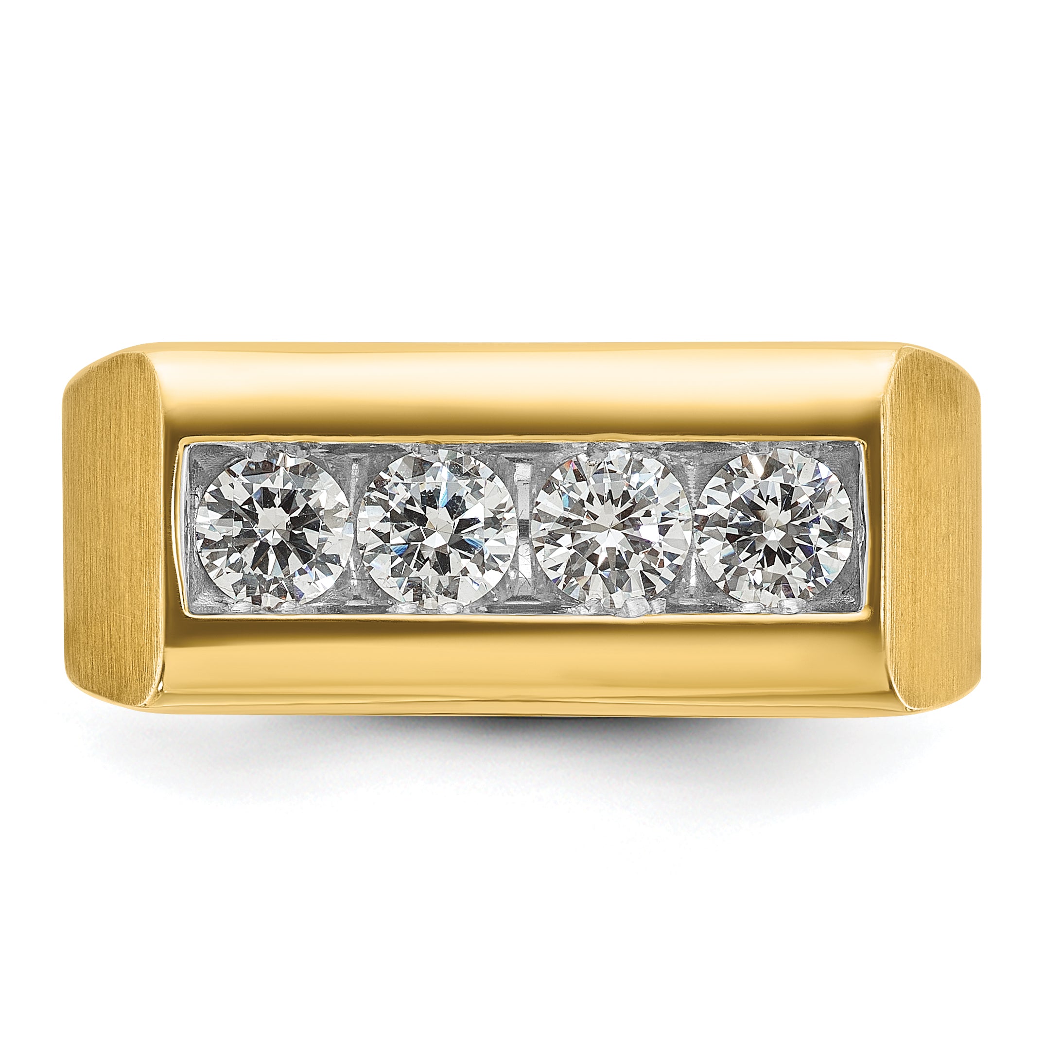 14k Men's Polished and Satin 4-Stone 1 Carat AA Quality Diamond Ring - Sophia Jewelers