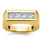 14k Men's Polished and Satin 4-Stone 1 Carat AA Quality Diamond Ring - Sophia Jewelers
