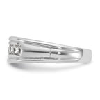 14k White Gold Men's Polished and Grooved Square 7-Stone Ring Mounting, Mounting Only - Sophia Jewelers
