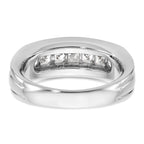 14k White Gold Men's Polished and Grooved 7-Stone Square 1 Carat AA Quality Diamond Ring - Sophia Jewelers