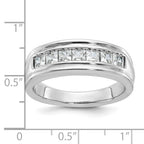 14k White Gold Men's Polished and Grooved 7-Stone Square 1 Carat AA Quality Diamond Ring - Sophia Jewelers