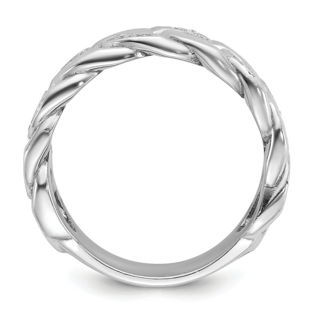 10k White Gold Men's Cuban Link Design Diamond Complete Ring