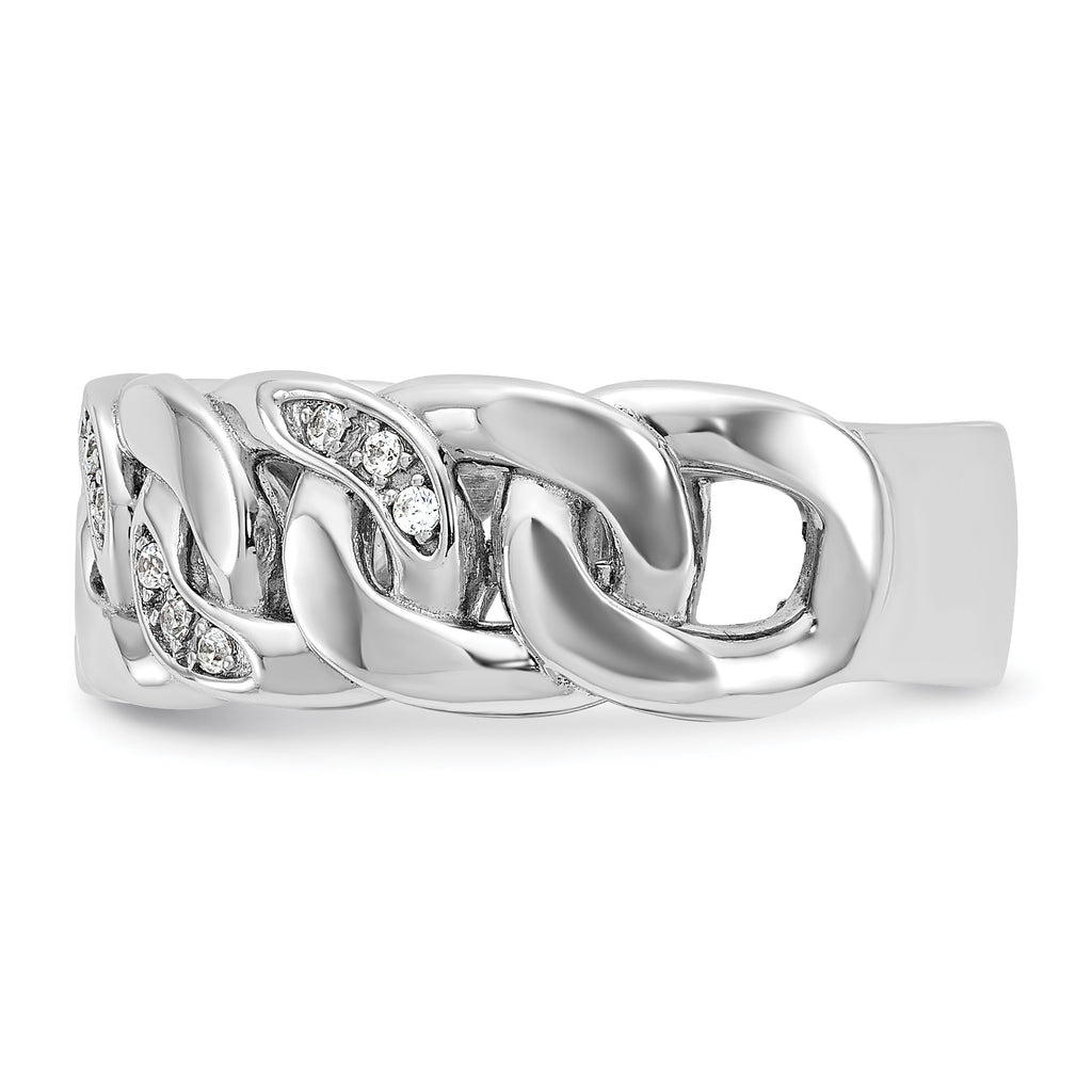 10k White Gold Men's Cuban Link Design Diamond Complete Ring