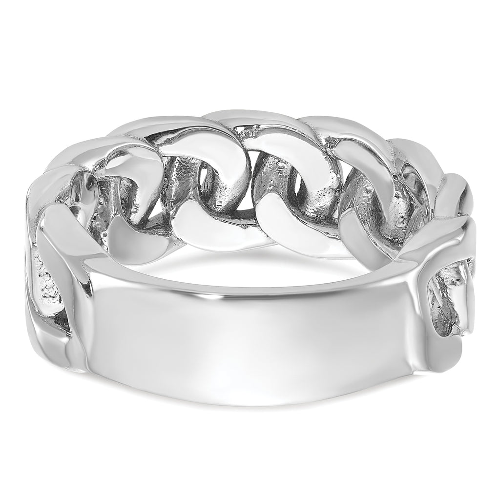 10k White Gold Men's Cuban Link Design Diamond Complete Ring