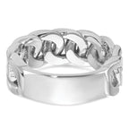 10k White Gold Men's Cuban Link Design Diamond Complete Ring