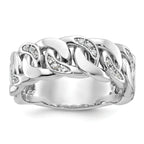 10k White Gold Men's Cuban Link Design Diamond Complete Ring
