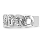 14k White Gold Mens Link Design 1/8 carat Diamond Complete Ring - Sophia Jewelers