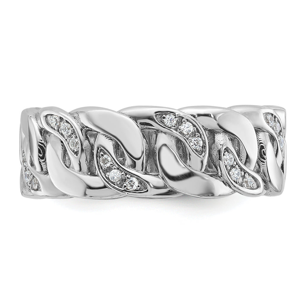 14k White Gold Mens Link Design Diamond Ring Mounting, Mounting Only - Sophia Jewelers