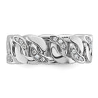 14k White Gold Mens Link Design 1/8 carat Diamond Complete Ring - Sophia Jewelers