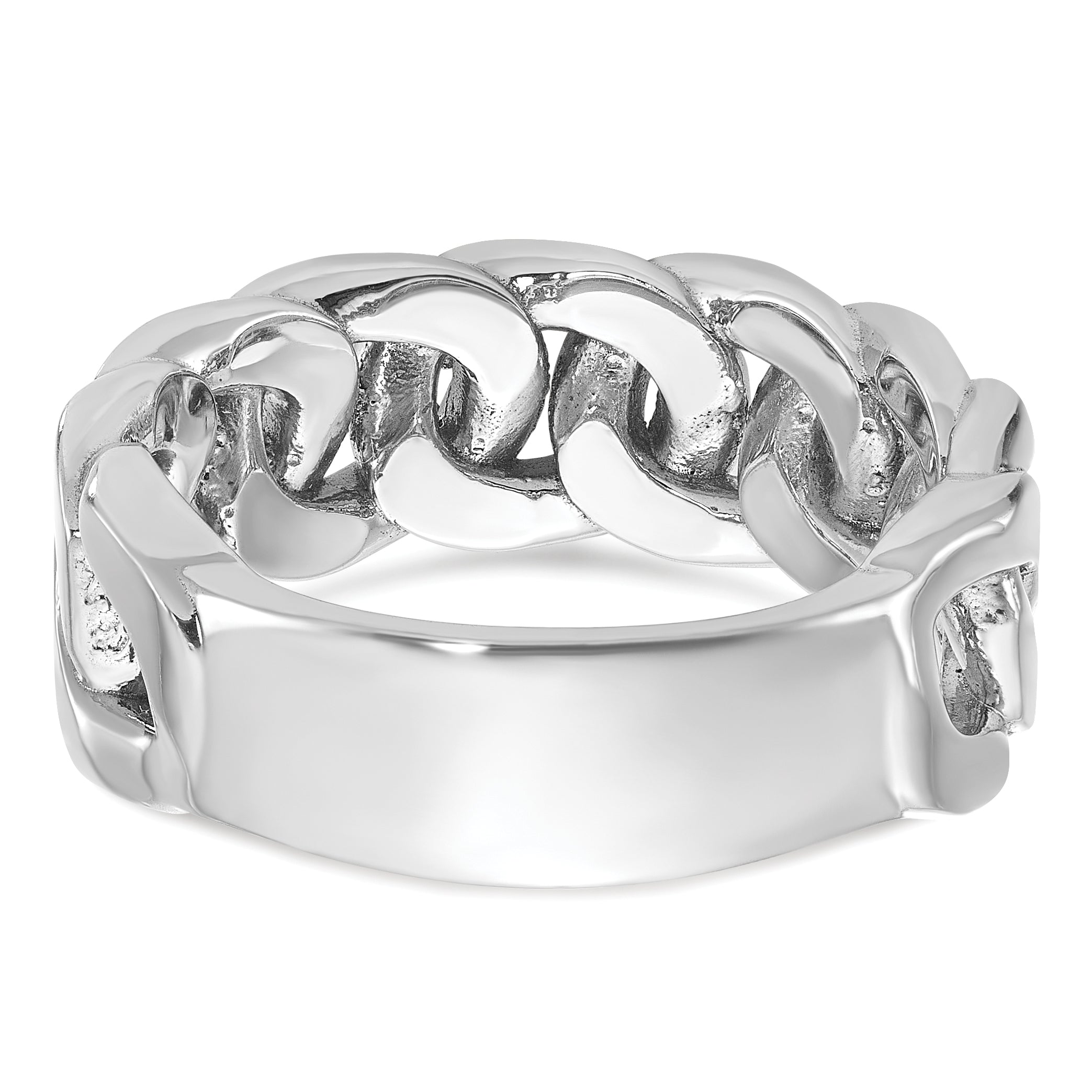 14k White Gold Mens Link Design Diamond Ring Mounting, Mounting Only - Sophia Jewelers