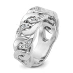 14k White Gold Mens Link Design 1/8 carat Diamond Complete Ring - Sophia Jewelers