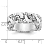 14k White Gold Mens Link Design 1/8 carat Diamond Complete Ring - Sophia Jewelers