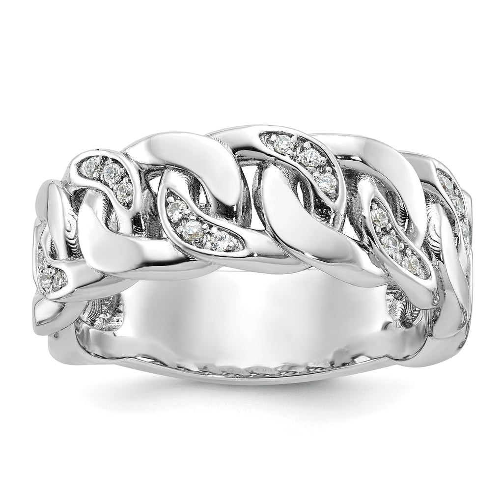 14k White Gold Mens Link Design Diamond Ring Mounting, Mounting Only - Sophia Jewelers