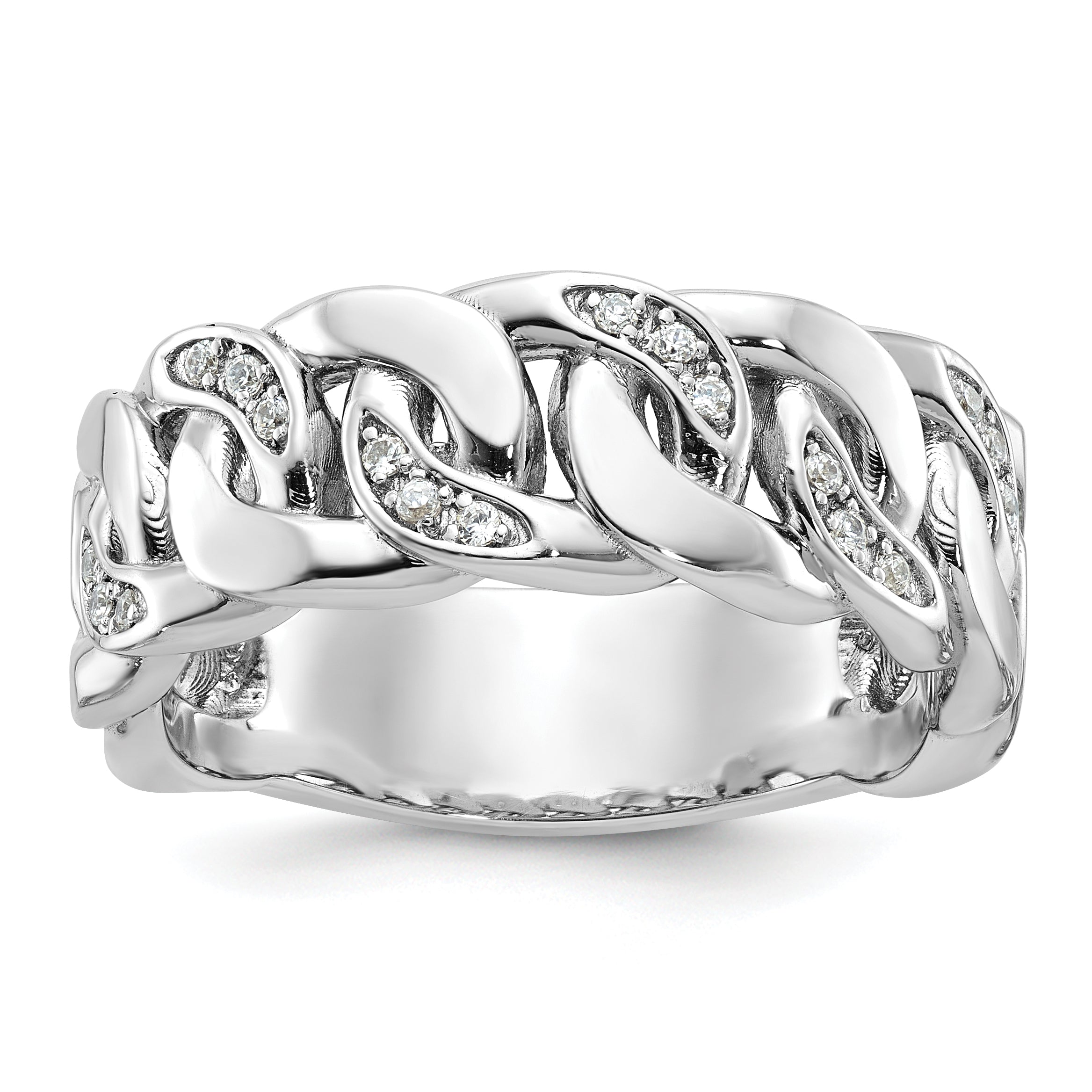 14k White Gold Mens Link Design Diamond Ring Mounting, Mounting Only - Sophia Jewelers